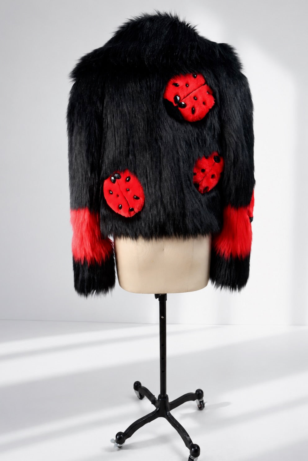 "LADY BUG "CROPPED FAUX FUR COAT