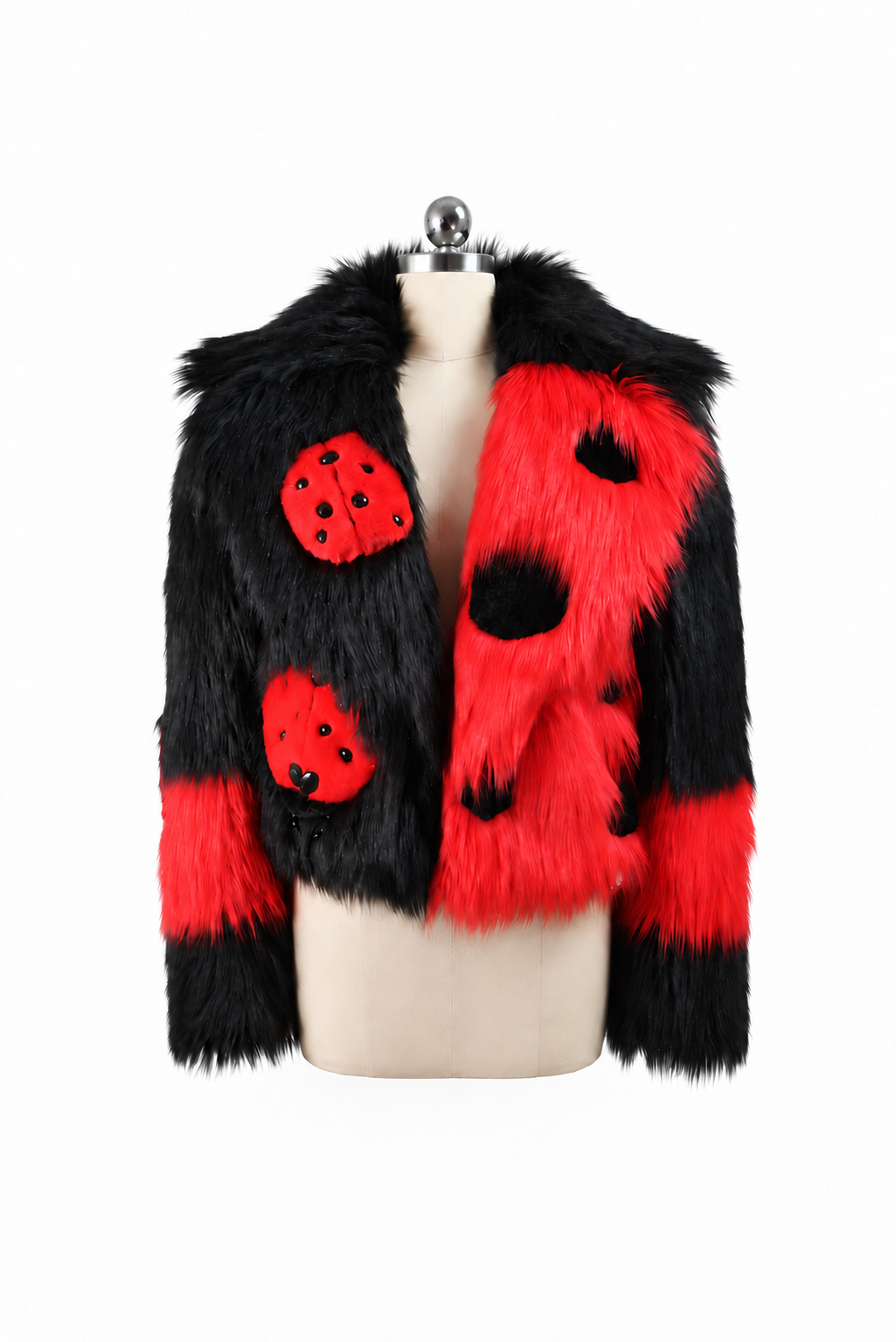 "LADY BUG "CROPPED FAUX FUR COAT
