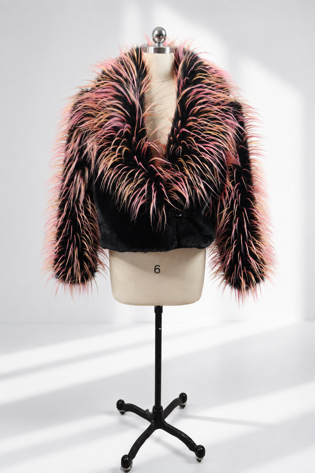 "SALUT" CROPPED SPIKY FAUX FUR COAT
