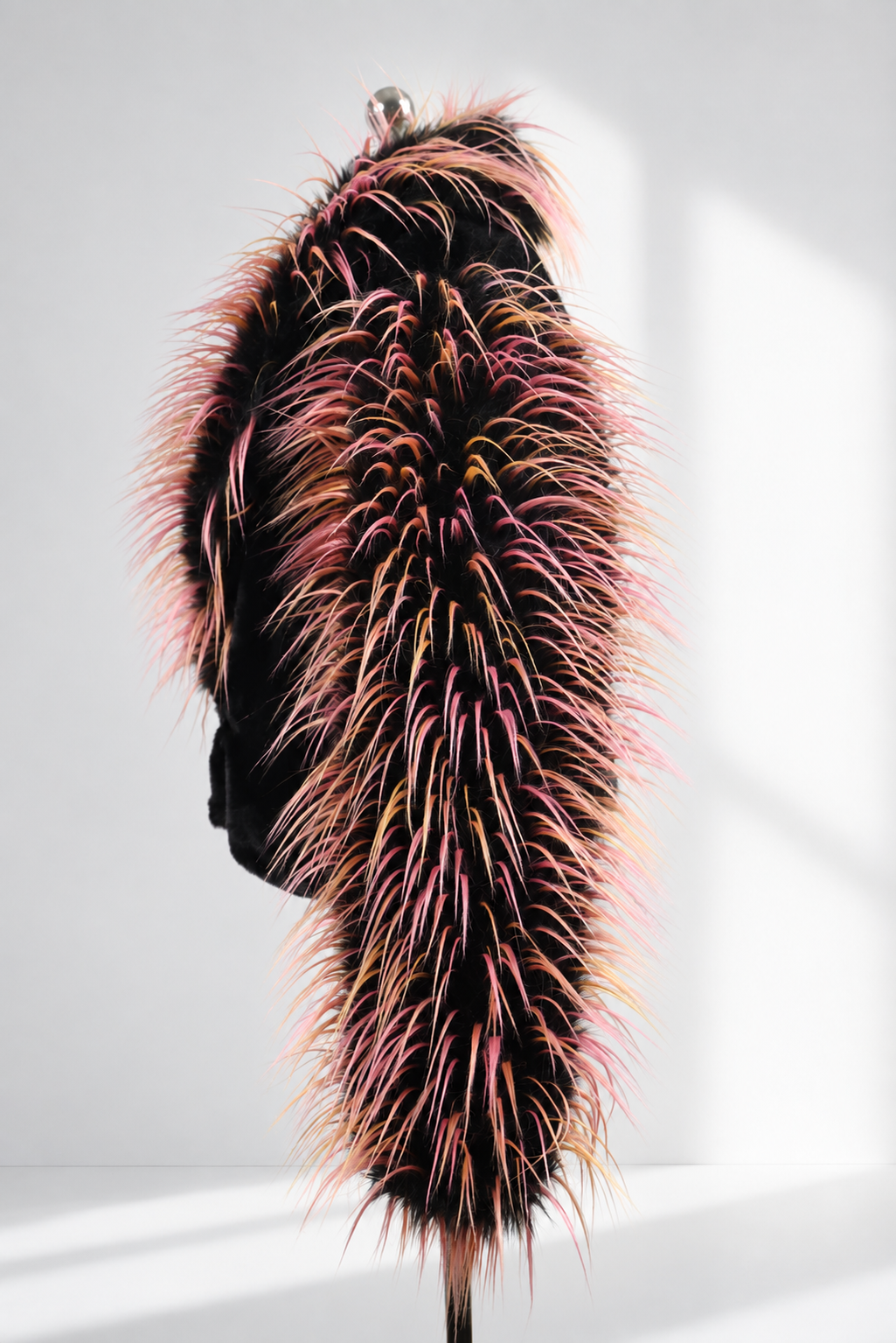 "SALUT" CROPPED SPIKY FAUX FUR COAT