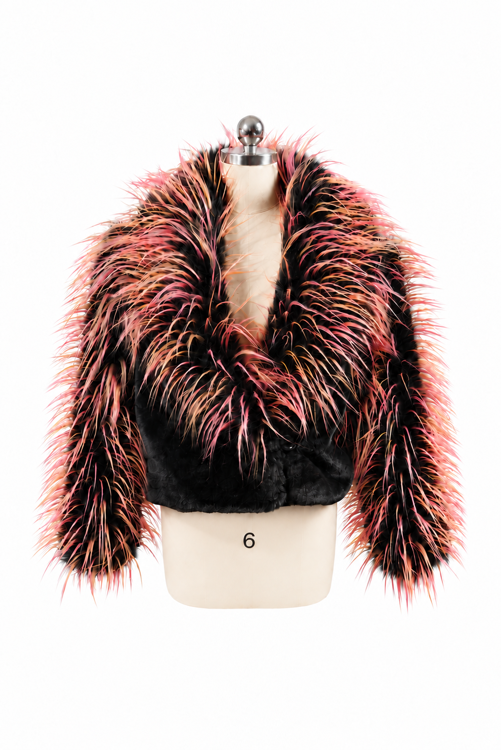 "SALUT" CROPPED SPIKY FAUX FUR COAT