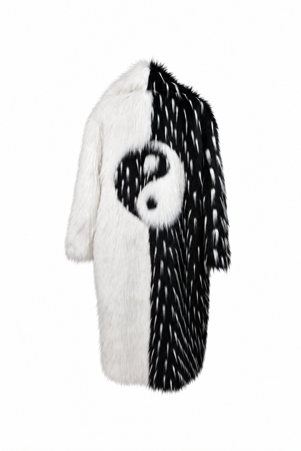 "YIN & YANG" LONG FAUX FUR COAT